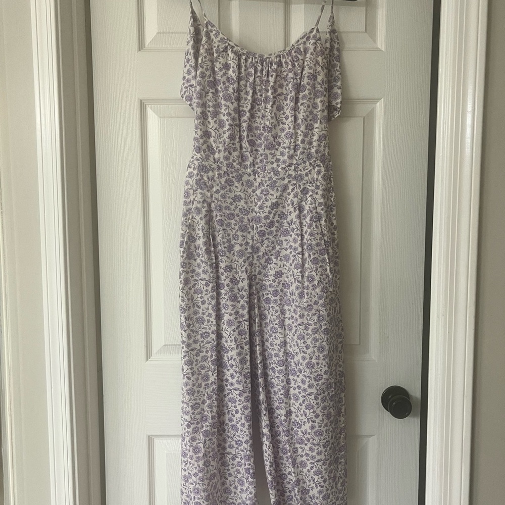 Gal Meets Glam Etta Floral Purple Jumpsuit Size 4